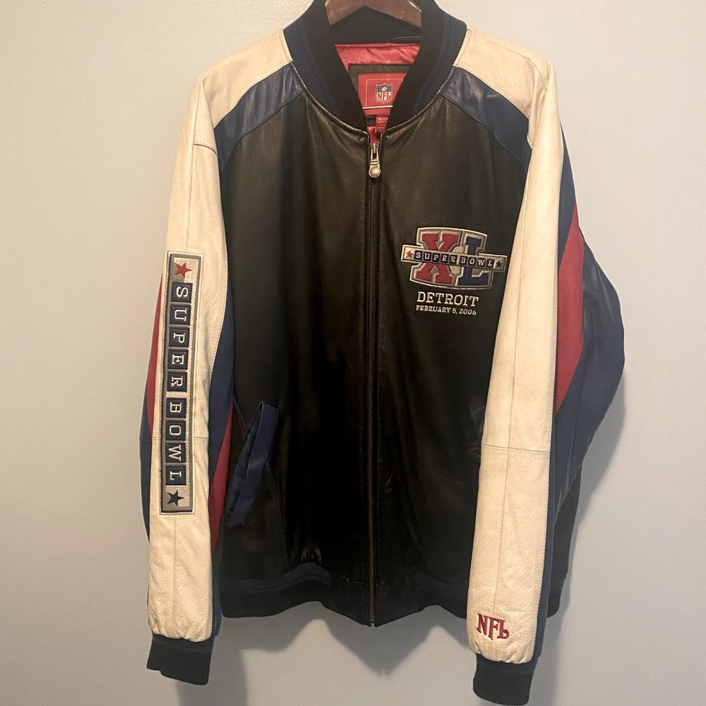 2006 Vintage leather Super Bowl XL authentic NFL jacket for men